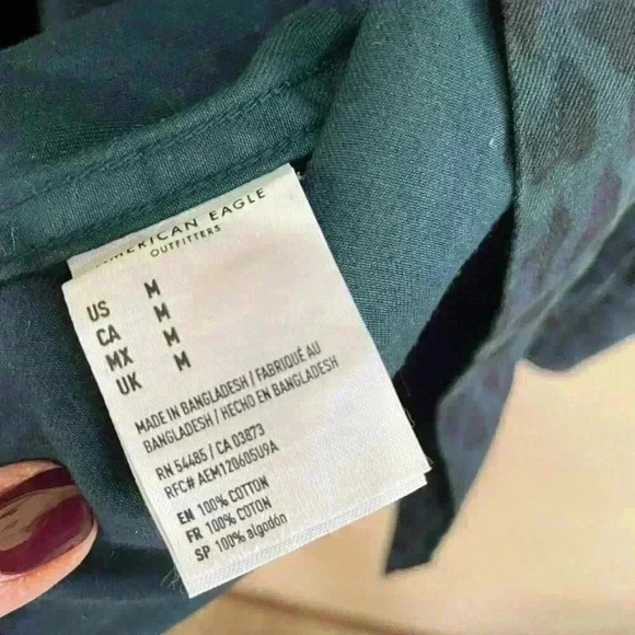 AMERICAN EAGLE Surplus Military Shirt Medium Blue Cheetah PUNK Jacket - Picture 6 of 8